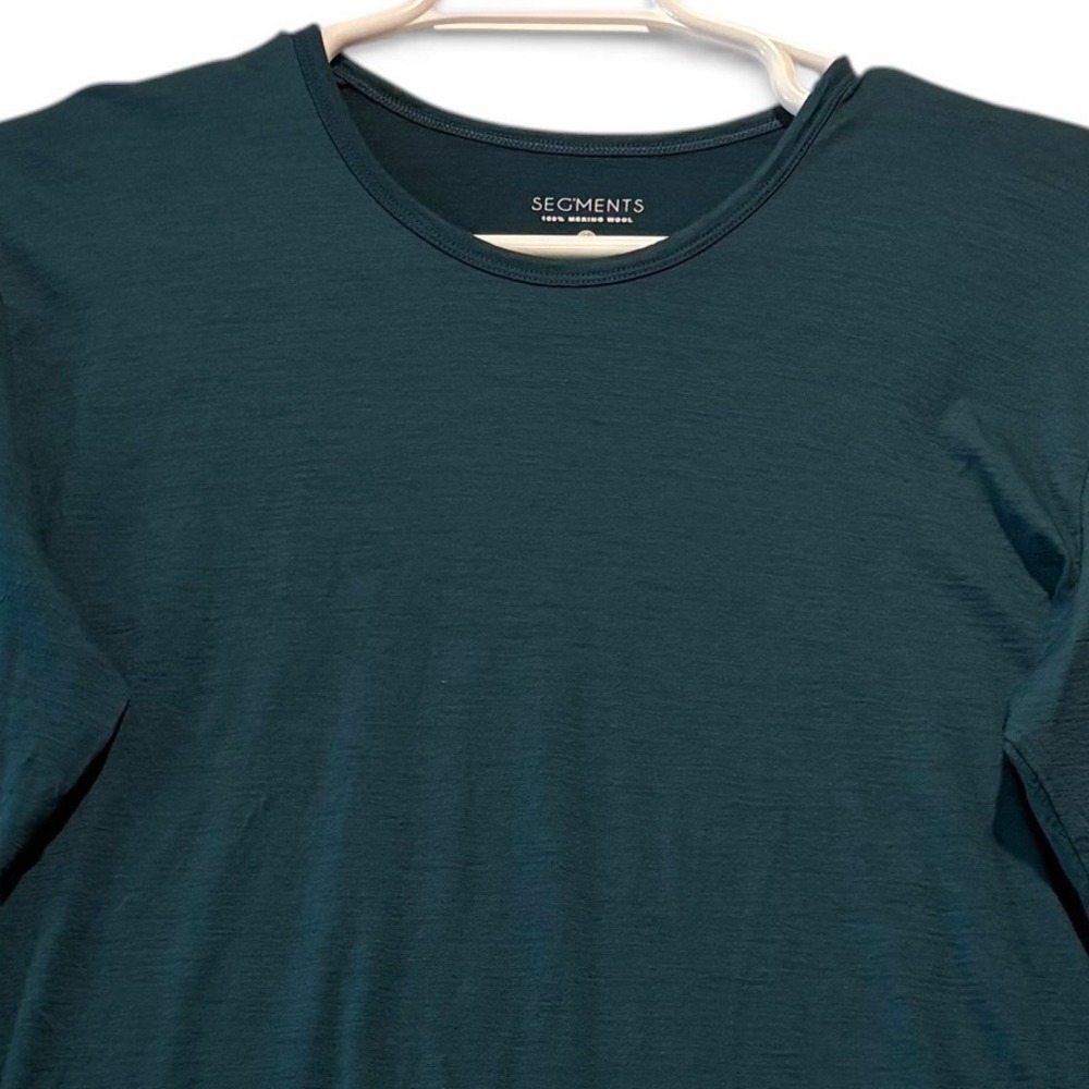Segments Womens XL Teal Green 100% Merino Wool Long Sleeve Top Base Layer Crew